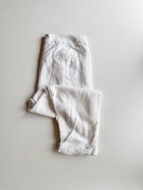 Aritzia WILFRED Allant White Lyocell Linen Cropped Trousers Pants, Size 8